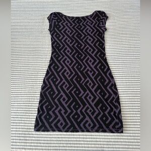VS Tee Shop Boho Purple and Black Knit Bodycon Dress - XS